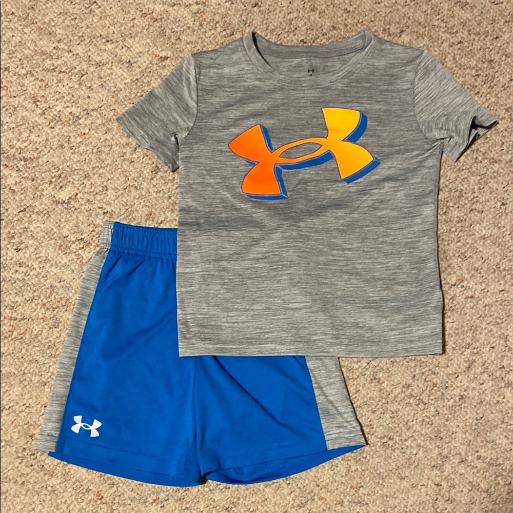 Under Armour Kids Gray Tee and Blue Shorts Set